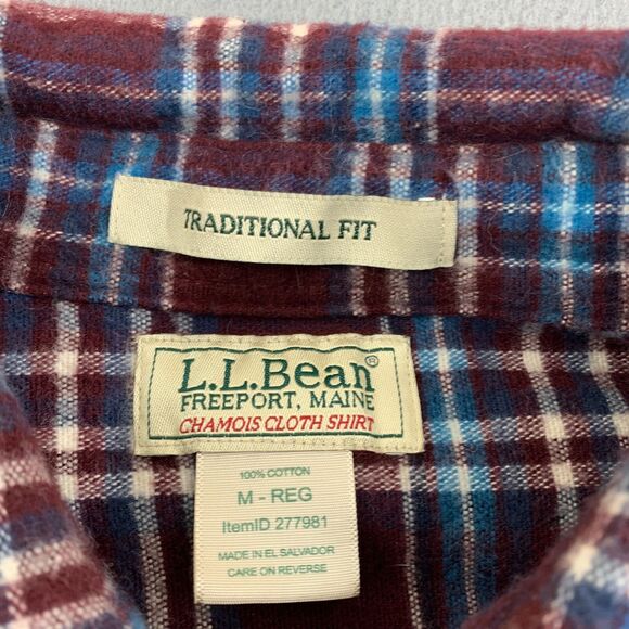 L.L Bean Button Shirt Mens Medium Chamois Cloth Flannel Traditional Fit Plaid - Picture 6 of 15